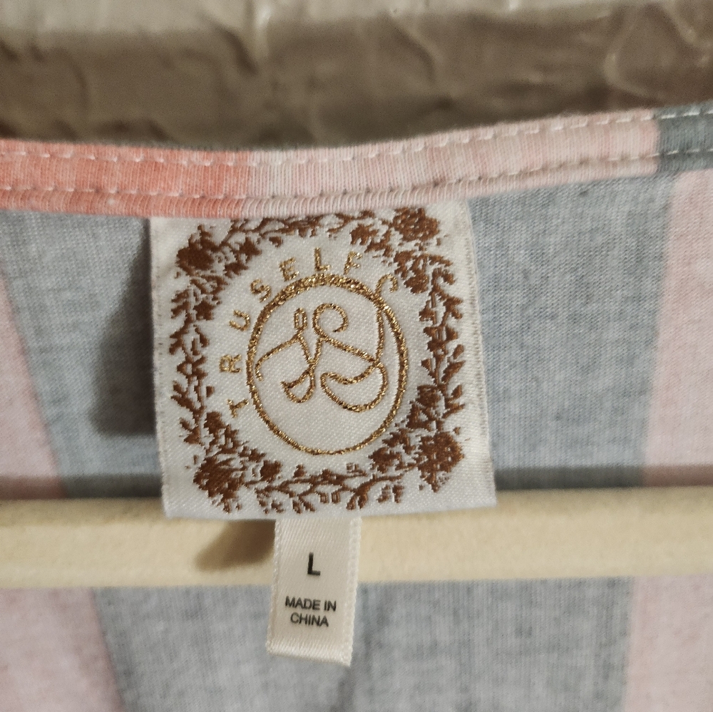 TRUESELF Striped Button-Shoulder Top - Picture 2 of 3